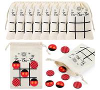 Shappy 10 Sets Tic Tac Toe Fish Extender Exchange Gifts, Pixie Dust Gifts for Cruise, Tic Tac Toe Drawstring Bags with Mouse Theme Wooden Pieces Travel Toy for Adults Birthday Party Favor Supplies