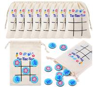 Shappy 10 Sets Tic Tac Toe Fish Extender Exchange Gifts, Pixie Dust Gifts for Cruise, Tic Tac Toe Drawstring Bags with Tropical Theme Wooden Pieces Travel Toy for Adults Birthday Party Favor Supplies