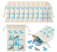Shappy 10 Sets Tic Tac Toe Fish Extender Exchange Gifts, Pixie Dust Gifts for Cruise, Tic Tac Toe Drawstring Bags with Princess Theme Wooden Pieces Travel Toy for Adults Birthday Party Favor Supplies
