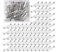 Shappy 100 Pcs Brooch Pin Backs Bar Pins Backs for Crafts Safety Clasp with Plastic Box (38mm,Silver,Brushed Silver)