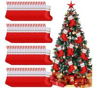 Shappy 100 Pcs Mini Christmas Stockings Bulk, 6 Inch Felt Christmas Stockings Xmas Fireplace Hanging Stockings Christmas Felt Knife Spoon Fork Holders for Christmas Holiday Decorations(Red)