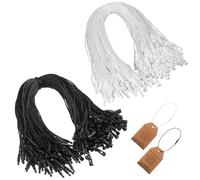 Shappy 100 Pcs Nylon String for Hang Tags Disposable Price Nylon String with Snap Lock for Attaching Labels and Security Tags Fastener Hook Ties for Products Clothes Brand Tag Price (White and Black)