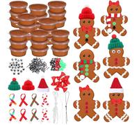 Shappy 12 Pack Christmas Gingerbread DIY Craft Kit with Air Dry Clay