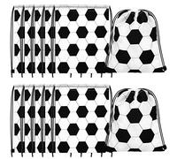 Shappy 12 Pieces Small Softball Soccer Basketball Volleyball Candy Drawstring Bag Softball Soccer Basketball Volleyball Drawstring Goodie Favor Bags(Soccer Style,10x12 Inch), 10x12 Inch, Soccer Style