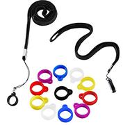 Shappy 14 Pcs Anti Lost Lanyard Set 2 Anti-Lost Necklace Lanyard with 12 Silicone Rubber Ring Pen Silicone Lanyards Holder, Pendant Holder Rubber Carrying Case for Pen, Outdoor Activities