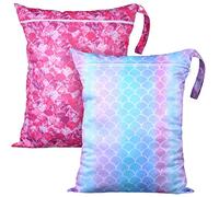 Shappy 2 Pack Large Travel Laundry Bags, Large Wet Dry Waterproof Dirty Clothes Bag for Suitcase, Swimsuit Beach Gym College Dorm Wet Bag(Mermaid Style)