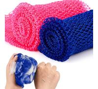 Shappy 2 Pcs African Net Sponge Exfoliating Net African Body Scrubber Bath Rag Washcloth Towel Shower Body Back Scrubber Skin Smoother for Daily Use or Stocking Stuffer(Dark Blue, Pink)