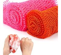 Shappy 2 Pcs African Net Sponge Exfoliating Net African Body Scrubber Bath Rag Washcloth Towel Shower Body Back Scrubber Skin Smoother for Daily Use or Stocking Stuffer (Orange, Pink)