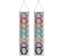 Shappy 2 Pcs Headband Organizer for Women Hanging Headband Holder with 16 Clear Pockets Headphone Storage Classroom for Cell Phones Calculator Hair Accessory(8.7 inches,Gray)