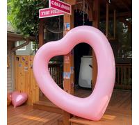 Shappy 2 Pcs Heart Pool Float Inflatable Love Island Pink Heart Shaped Summer Swimming Ring PVC Pool Float for Adults Beach Party Supply Sweet Love Island Themed Bachelorette Party Decorations