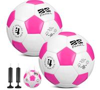 Shappy 2 Pcs Operation Christmas Soccer Balls Bulk with Pump, Mesh Bag Official Size 3 4 5 Indoor Outdoor Colorful Soccer Ball for Practice Game Sport Soft Gift for Child Adult(Size 4,Pink, White)
