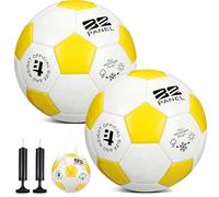 Shappy 2 Pcs Operation Christmas Soccer Balls Bulk with Pump, Mesh Bag Official Size 3 4 5 Indoor Outdoor Colorful Soccer Ball for Practice Game Sport Soft Gift for Child Adult(Size 3,Yellow, White)