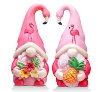 Shappy 2 Pcs Summer Gnomes Decor Flamingo Beach Tropical Tiered Tray Kitchen Table Home Decoration Small Statue Flamingo Lovers Gifts