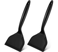 Shappy 2 Pcs Wide Silicone Spatula Tamagoyaki Spatula Shovel Turner Nonstick Fried Shovel Fish Spatula Silicone Wide Flexible Turner for Nonstick Cookware Egg Cookie Omelette(Black)