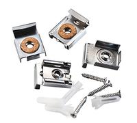 Shappy 2 Sets (8 Pieces) Spring Loaded Mirror Hanger Clips Set Unframed Mirror Mount Clips with Rawl Plugs and Screws