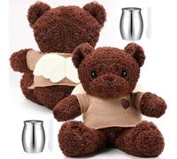 Shappy 2 Sets Cremation Angel Bear for Ashes Bear Animal with Mini Urn Small Keepsake Urn for Pet Ashes with Wing Spoon for Loss of Loved One Memorial Gifts(Dark Brown)