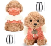 Shappy 2 Sets Cremation Stuffed Dog for Ashes Dog Stuffed Animal with Mini Urn Small Keepsake Urn for Human Pet Ashes with Angel Wing Spoon for Loss of Loved One Funeral Memorial Gift(Cream-Coloured)