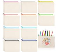 Shappy 20 Pcs 40 Pieces Canvas Zipper Pouch Bags Pencil Pouch Canvas Makeup Bags Blank Pencil Case Cotton Cosmetic Case for Travel DIY Craft (9.25 x 6.89 Inches,L)