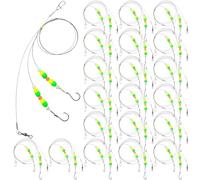 Shappy 20 Pcs Pompano Rigs for Surf Fishing Pre-Rigged Pompano Rig Size 2/0 Fish Hook 7/10" Yellow/Green High-Visibility Float 8-Shaped Swivel Locking Pin Anti-Entanglement for Sea Boat Fishing