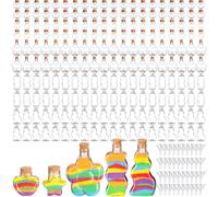 Shappy 200 Pcs Plastic Sand Art Bottles with Cork and Funnels Clear Sand Art Containers for Boys and Girls Craft Collection Bottle for DIY Crafts Halloween Christmas Party Favors, 5 Style