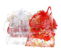 Shappy 200 Pieces 4 x 6 Inch Snowflake Organza Bags Drawstring Snowflake Jewelry Favor Pouches Wedding Party Winter Present Bags Chocolate Candy Bags with Drawstring for Winter Party (Multicolor)