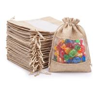 Shappy 24 Pieces 5 x 7 Inch Organza Burlap Bags with Drawstring Burlap Gift Favor Bags for Wedding Party (Splicing)