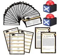 Shappy 25 Pcs Graduation Friendly Feud Game with 2 Answer Buzzers, Graduation Trivia Game Feud Card Festival Guessing Holiday Activity for Class School Team Groups Party