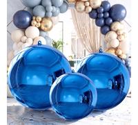 Shappy 3 Pcs Large Royal Blue Balloons 60'' 50'' 32'', 4d Round Foil | Round Aluminum Foil, Blue Metallic, for Birthday Wedding New Year Celebration, Party Decoration, Photo Props