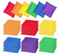 Shappy 30 Pcs Nylon Cornhole Bean Bags for Tossing 5" x 5" Cornhole Bags Set Vivid Colors Regulation All Weather for Sack Hand Toss Games Family Party Throwing Adults