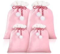 Shappy 4 Pcs Extra Large Velvet Santa Gift Bags Bulk 35 x 28 28 x 20 Luxury Jumbo Gift Sacks with Drawstring Giant Christmas Bags Wrapping for Xmas Toys Santa Costume(Pink)