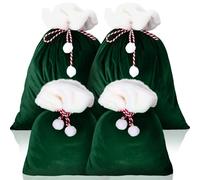 Shappy 4 Pcs Extra Large Velvet Santa Gift Bags Bulk 35 x 28 28 x 20 Luxury Jumbo Gift Sacks with Drawstring Giant Christmas Bags Wrapping for Xmas Toys Santa Costume(Deep Green)