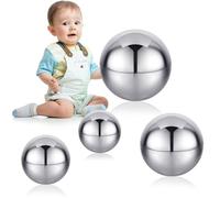 Shappy 4 Pcs Sensory Reflective Balls Stainless Steel Gazing Mirror Balls for Christmas Color Image Reflection Bedroom Ornaments (2.5,3,3.9,4.7 Inch)