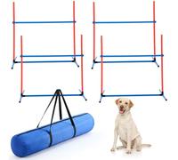 Shappy 4 Pieces Dog Agility Equipment with Adjustable Height Jump Bars Adjustable Dog Agility Jumps with Carry Bag Exercise Jumping Hurdles for Indoor Outdoor Course Game (Blue,Orange)