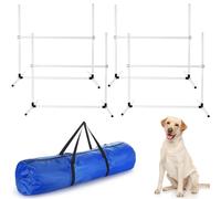 Shappy 4 Pieces Dog Agility Equipment with Adjustable Height Jump Bars Adjustable Dog Agility Jumps with Carry Bag Exercise Jumping Hurdles for Indoor Outdoor Course Game(White)