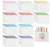 Shappy 40 Pcs Canvas Zipper Pouch Bags Pencil Pouch Bulk Canvas Makeup Bags Blank Pencil Case Cotton Cosmetic Case for Travel DIY Craft (9.25 x 6.89 Inches,L,White)