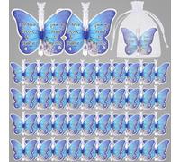 Shappy 40 Sets Funeral Bubble Wands Bulk Gifts Memorial Mini White Bubble Wands Party Favors Funeral Mini Butterfly Tubes Stuffers with Cards Memorial White Butterfly Tubes Stuffers for Life Party