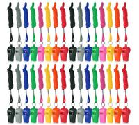 Shappy 48 Pcs Colorful Plastic Whistles Bulk with Lanyards 120 dB Loud Sports Emergency Whistles Crisp Sound Training Sports Tools for Referees Coaches Lifeguards Survival Kits Outdoor Activities