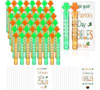 Shappy 48 Set St. Patrick's Day Bubbles Wands Gifts Mini Shamrock Bubble Wands Bulk Party Favors St. Patrick's Day, Green Orange Party Favor Shamrock Prizes Tubes Stuffers School Classroom Gifts