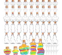 Shappy 50 Pcs Plastic Sand Art Bottles with Cork and Funnels Clear Sand Art Containers for Boys and Girls Craft Collection Bottle for DIY Crafts Wedding Birthday Party Favors Wish, 5 Style