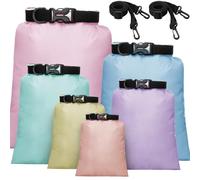 Shappy 6 Pcs 6/12 Pcs Waterproof Dry Bags, Lightweight Outdoor Waterproof Dry Stuff Sacks 15/8/5/4/3/2 L and Long Adjustable Shoulder Strap for Kayaking Rafting Boating Hiking Camping (Pastel)