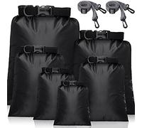 Shappy 6 Pcs 6/12 Pcs Waterproof Dry Bags, Lightweight Outdoor Waterproof Dry Stuff Sacks 15/8/5/4/3/2 L and Long Adjustable Shoulder Strap for Kayaking Rafting Boating Hiking Camping (Black)