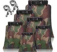 Shappy 6 Pcs 6/12 Pcs Waterproof Dry Bags, Lightweight Outdoor Waterproof Dry Stuff Sacks 15/8/5/4/3/2 L and Long Adjustable Shoulder Strap for Kayaking Rafting Boating Hiking Camping (Camo)