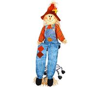 Shappy 60 Inch Large Fall Scarecrow Sitter Halloween Decoration Country Charm Harvest Outdoor Indoor Sitting Scarecrow for Garden Home Yard, Boy Style