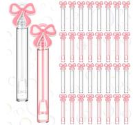 Shappy 60 Pcs Pink Bow Coquette Bubble Wands Bulk Mini Bubble Wands Coquette Bow Party Supplies for Birthday Bridal Shower Wedding Party Gift Pink Goodie Bag Stuffers