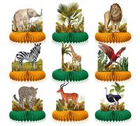 Shappy 9 Pcs African Safari Centerpieces for Tables Baby Shower Decorations Jungle Animals Honeycomb Centerpieces Safari Animal Theme Birthday Decorations for Boys Kids Baby Shower Nursery Party