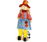 Shappy Autumn Scarecrow 60 Inch Large Scarecrow Country Charm Outdoor Indoor Halloween Decoration Sitting Scarecrow for Garden Home Yard Girl Style