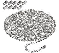 Shappy Beaded Pull Chain Extension with Connector, 10 Feet Beaded Roller Chain with 10 Matching Connectors (4.5 mm, Silver)