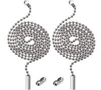 Shappy Beaded Pull Chain Extension with Connector for Ceiling Light Fan Chain, 1 Meter Length (2 Packs, Steel Color)