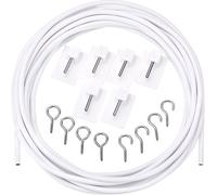 Shappy Curtain Wire with Self-adhesive Hooks, Hooks and Eyes for Net Curtain Rod (3 Meters, 4 Pairs)