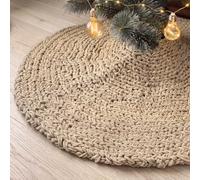 Shappy Khaki Chunky Knitted Christmas Tree Skirt Crochet Tree Skirt Chunky Knit Thick Rustic Farmhouse Xmas Decoration for Home Fireplace Holiday Party Decor (48 Inch)